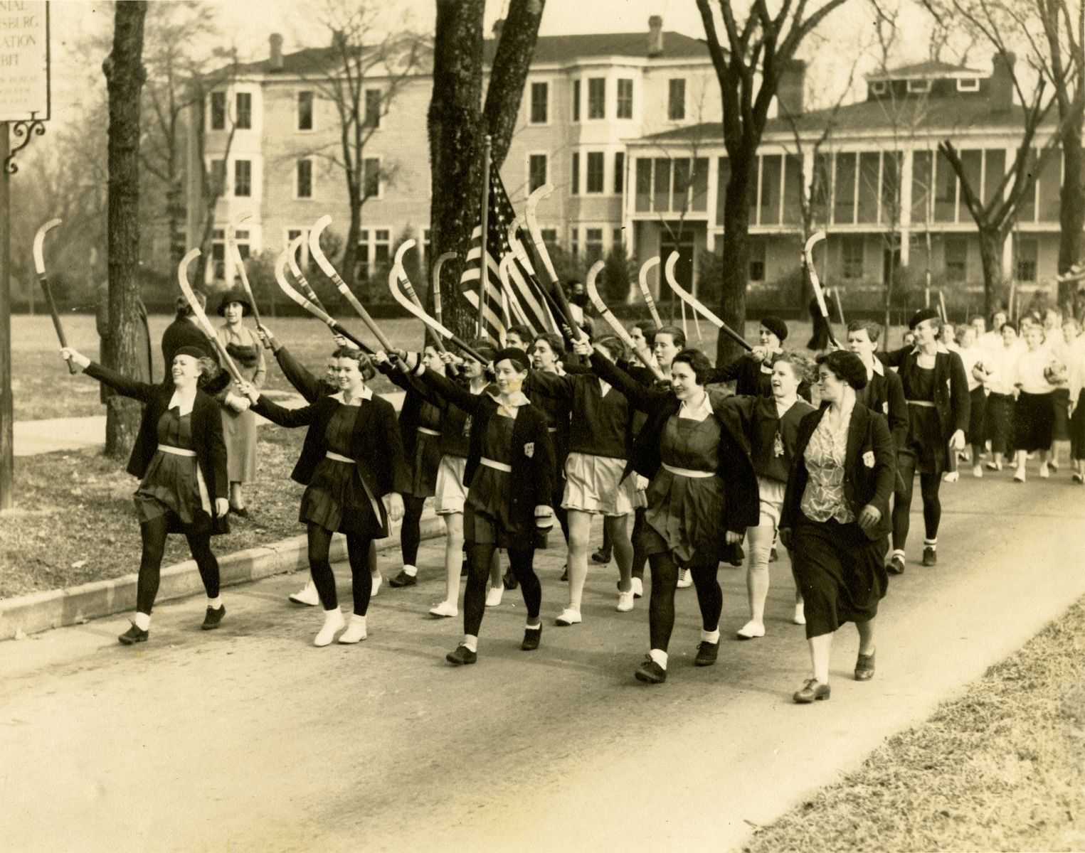 Women's Field Hockey team during Homecoming Parade, 1934