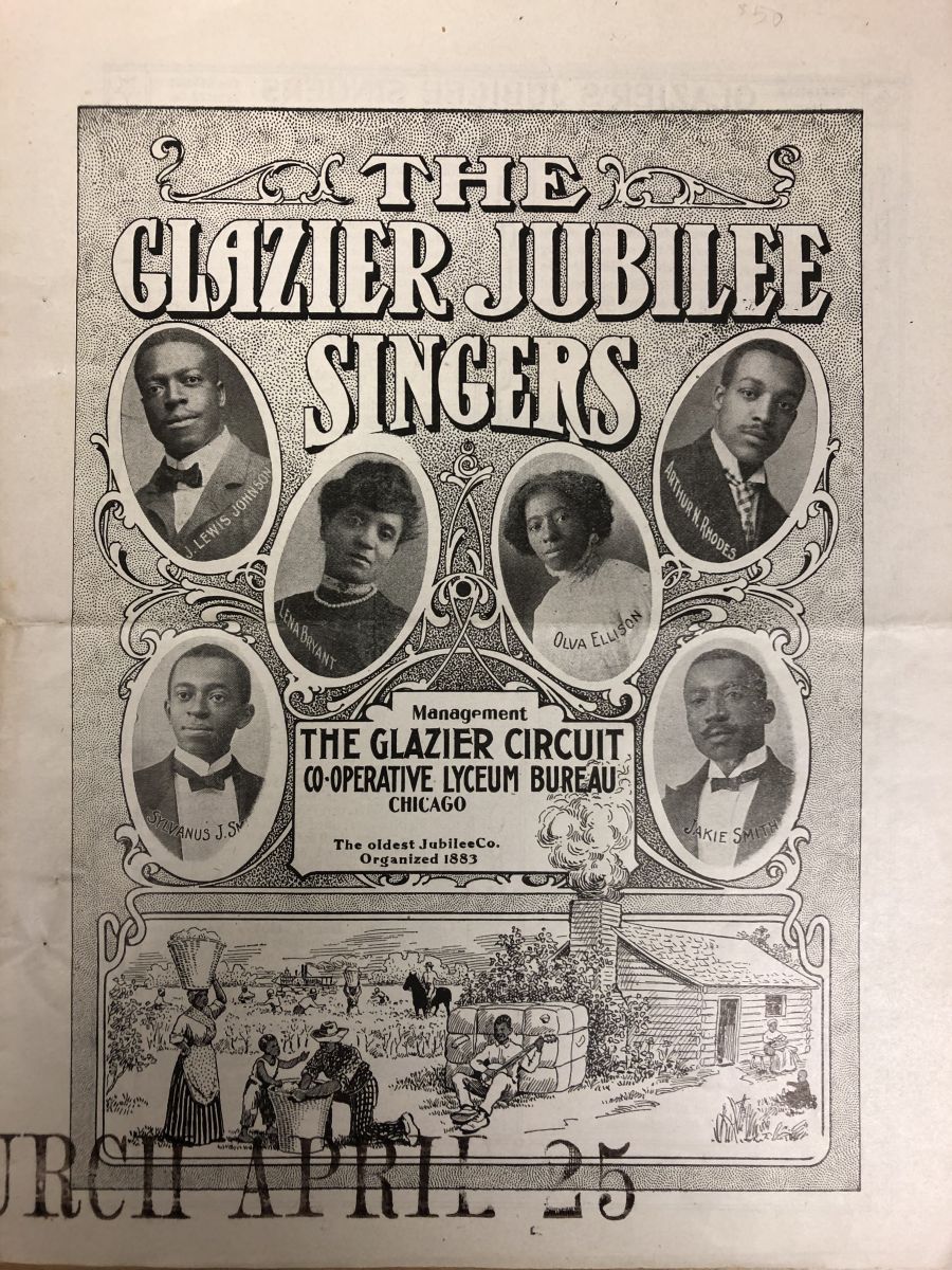 Flyer for the Glazier Jubilee Singers