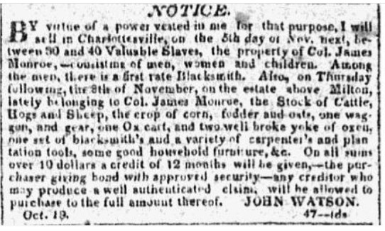 Newspaper clipping of a notice