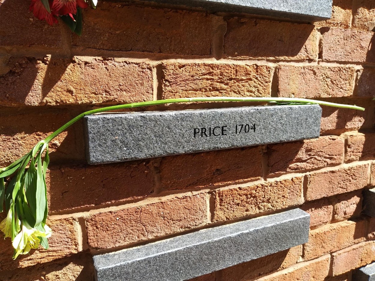 Price, 1704: the earliest name on Hearth: Memorial to the Enslaved