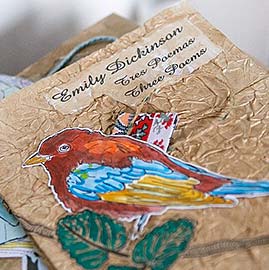 Handmade book with cutout of bird