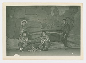 Unidentified Japanese American teenagers on stage, Poston War Relocation Center