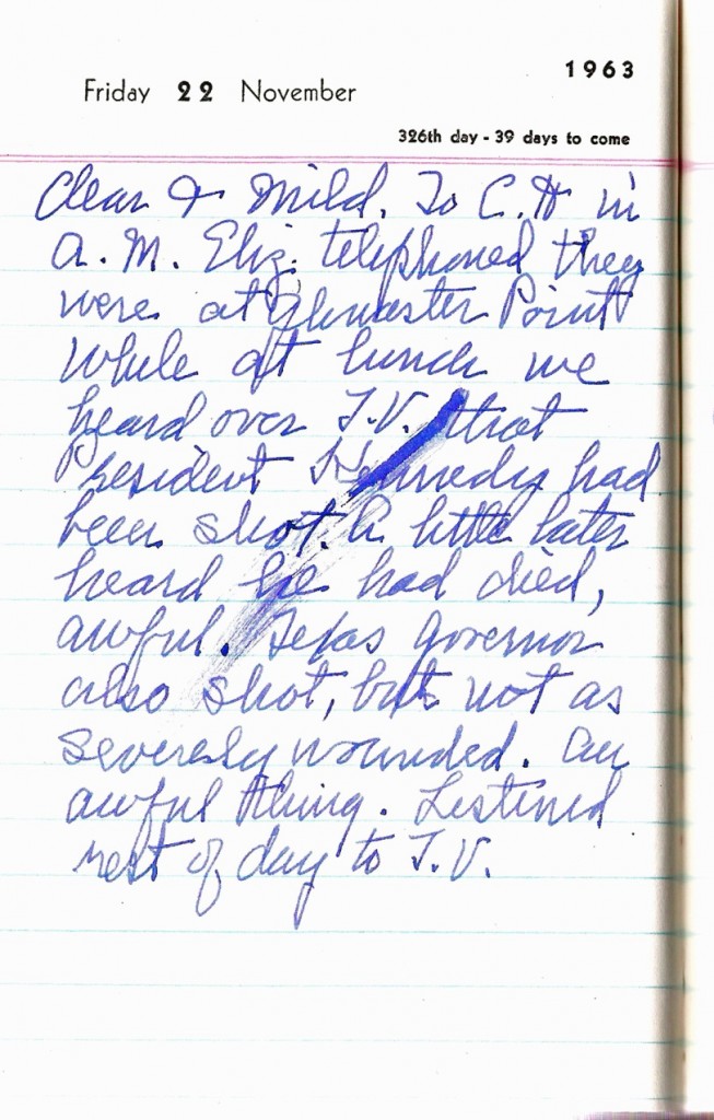 Eleanor Wormley Perrin's Diary, November 22, 1963