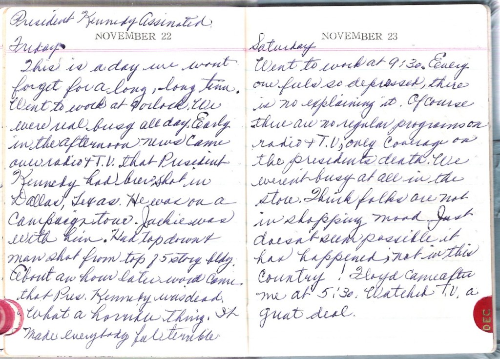 Eva Webb's Diary, November 22-23, 1963