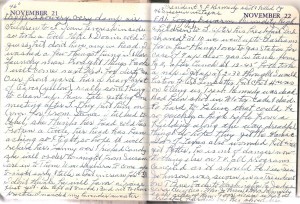 Violet L. Barnett's Diary, November 21-22, 1963