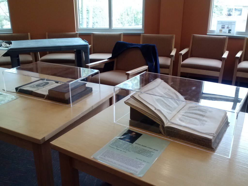 Special Collections' rare science book display at Physics Library