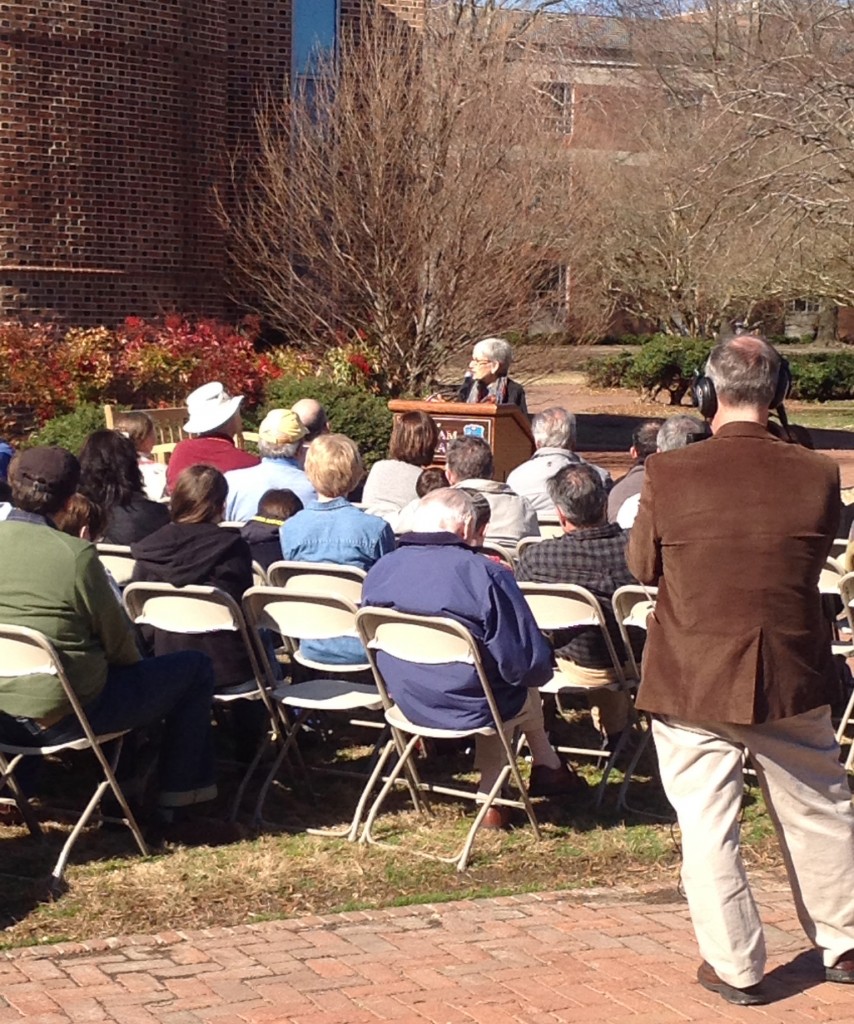 Science author Dava Sobel speaks at Tree Planting Ceremony, College of William & Mary, February 22, 2014