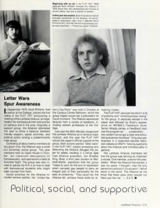 Lambda Alliance page in Colonial Echo, 1981