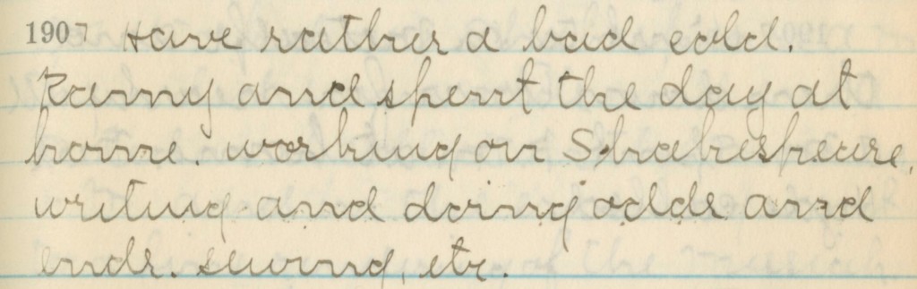 December 10, 1907 entry, Diary #6, 1905-1909, Box 1 Folder 6, The Munger Family Diaries, 1882-1945. Mss. Acc. 2014.018.