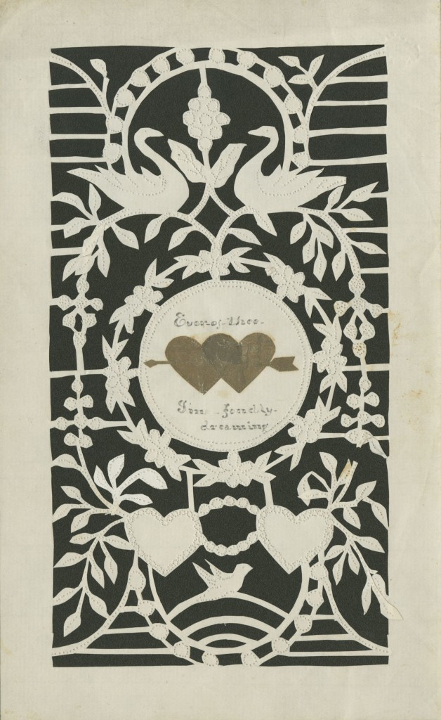 "Ever of thee, I'm fondly dreaming" cutout valentine, circa 1870s 