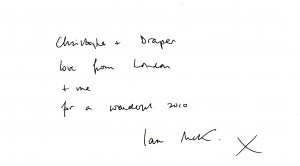 New Year’s card from Sir Ian McKellen to Bram and his partner, Draper Shreeve