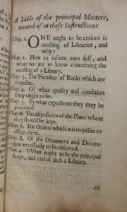 Gabriel Naudé, Instructions Concerning Erecting of a Library…, trans. John Evelyn, London, 1661, Rare Book Z670 .A2 N21