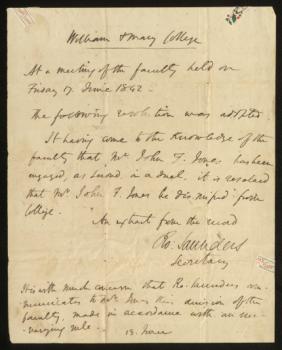 Manuscript letter from John Floyd Jones Collection