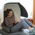 Student sitting in energy pod