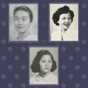 Icon with yearbook portraits of the first thre Asian ancestry women at W&M