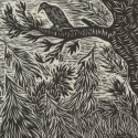 Woodcut illustration titled "Undeveloped" with a dark thick forest, with a bird sitting on a branch in the foreground.