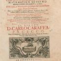 Title page of the 2nd Italian edition of Galileo's Dialogo, featuring text that alternates between black and red and a black-and-white print illustration.