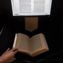Open book being digitized on a Book Eye scanner
