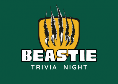 Beastie Trivia night logo with a claw mark