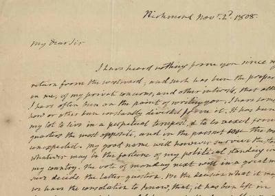 Scan of a letter from James Monroe