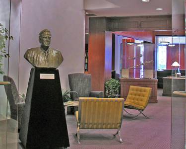 View of the reception and reference area of the Warren E. Burger Special Collections Wing